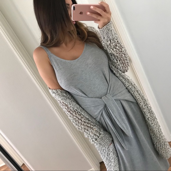 LAST • Dream Grey Tie Maxi Dress - Picture 4 of 6